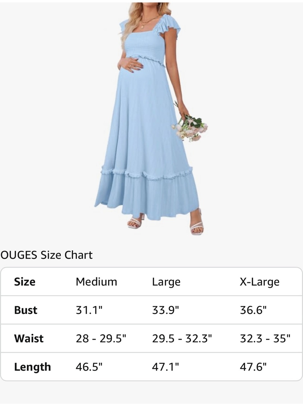 Light Blue Maxi Maternity Dress - Picture 10 of 11